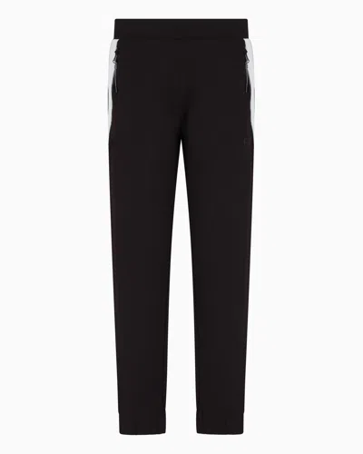 Ea7 7 Lines Cotton Joggers In Black
