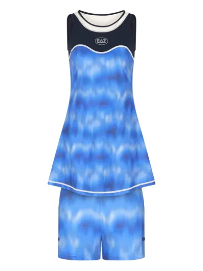 Ea7 Abstract-print Tennis Dress In Blue