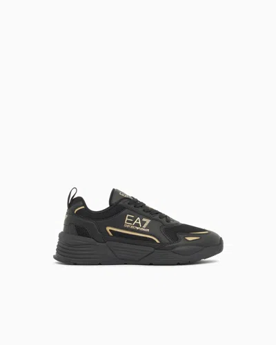Ea7 Sneakers Ace Runner New With Rubber Soles In Black
