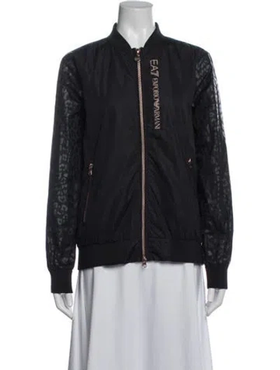 Pre-owned Ea7 Animal Print Bomber Jacket In Black