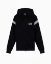 Ea7 Asv 7 Lines Cotton-blend Hooded Sweatshirt In Black