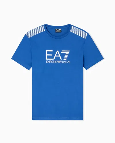 Ea7 Asv 7 Lines Cotton-blend Jersey Crew-neck T-shirt