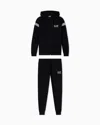 Ea7 Asv 7 Lines Cotton-blend Jersey Tracksuit In Black