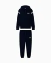 Ea7 Asv 7 Lines Cotton-blend Jersey Tracksuit In Black