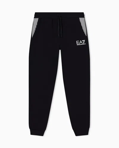 Ea7 Asv 7 Lines Cotton-blend Joggers In Black