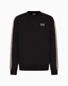 Ea7 Asv 7 Lines Crew-neck Sweatshirt In A Recycled Cotton Blend In Black