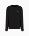 Ea7 Asv 7 Lines Crew-neck Sweatshirt In A Recycled Cotton Blend In Black