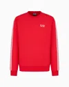 Ea7 Asv 7 Lines Crew-neck Sweatshirt In A Recycled Cotton Blend In Red
