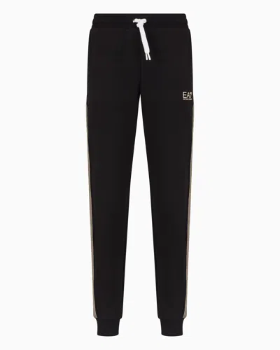 Ea7 Asv 7 Lines Recycled Cotton-blend Joggers In Black