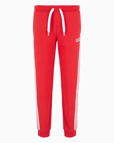 Ea7 Asv 7 Lines Recycled Cotton-blend Joggers In Red