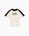 Ea7 Asv Athletic Colour Block Boy Organic Cotton Crew-neck T-shirt In Neutral