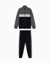 Ea7 Asv Athletic Colour Block Organic Cotton-blend Tracksuit In Black