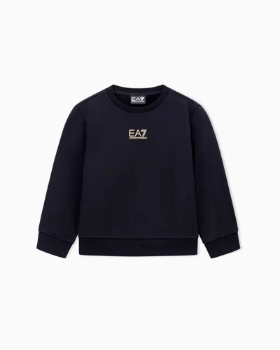 Ea7 Kids' Asv Core Identity Boy Organic Cotton-blend Crew-neck Sweatshirt