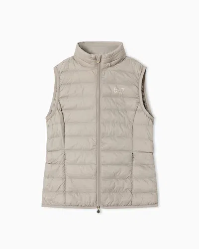 Ea7 Asv Core Lady Lightweight Nylon Padded Gilet In Sand