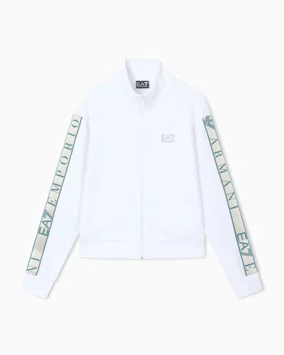 Ea7 Asv Dynamic Athlete Zip-up Sweatshirt In Natural Ventus7 Technical Fabric In White