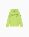 Ea7 Asv Logo Series Boy Organic Cotton-blend Hooded Sweatshirt In Green
