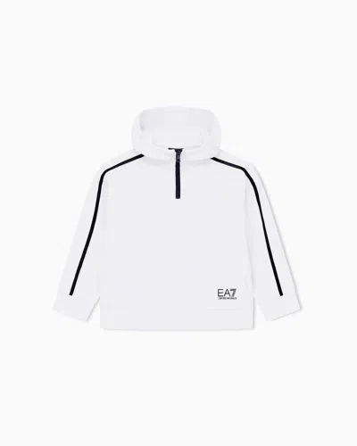 Ea7 Kids' Asv Logo Series Boy Organic Cotton-blend Hooded Sweatshirt With A Graffiti Print
