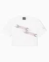 Ea7 Asv Logo Series Girl Crew-neck T-shirt In Stretch Organic Cotton Jersey In White