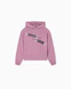 Ea7 Asv Logo Series Girl Recycled-fabric Hooded Sweatshirt In Pink
