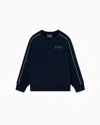 Ea7 Asv Visibility Boy Organic Cotton-blend Crew-neck Sweatshirt In Blue