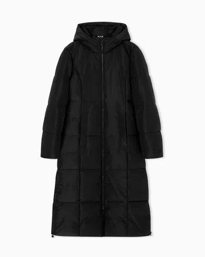 Ea7 Asv Winter Mix Long Padded Jacket In Recycled Nylon In Black