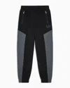 Ea7 Kids' Athletic Colour Block Boy Cotton-blend Joggers In Black