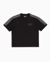 Ea7 Athletic Colour Block Boy Cotton Crew-neck T-shirt In Black