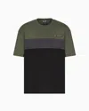 Ea7 Athletic Colour Block Cotton-blend Crew-neck T-shirt In Multi