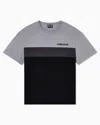 Ea7 Athletic Colour Block Cotton-blend Crew-neck T-shirt In Gray