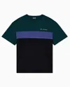 Ea7 Athletic Colour Block Cotton-blend Crew-neck T-shirt In Green