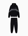 Ea7 Athletic Colour Block Cotton-blend Tracksuit In Black