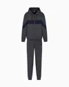Ea7 Athletic Colour Block Cotton-blend Tracksuit In Gray