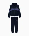 Ea7 Athletic Colour Block Cotton-blend Tracksuit In Blue