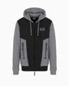 Ea7 Athletic Colour Block Hooded Sweatshirt In A Cotton Blend In Black