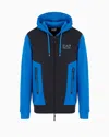 Ea7 Athletic Colour Block Hooded Sweatshirt In A Cotton Blend In Brown
