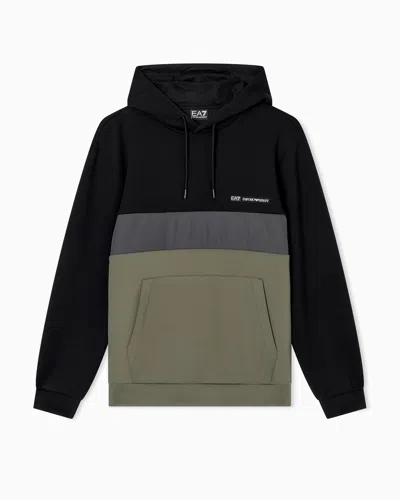 Ea7 Athletic Colour Block Hooded Sweatshirt In Nylon And Viscose Blend