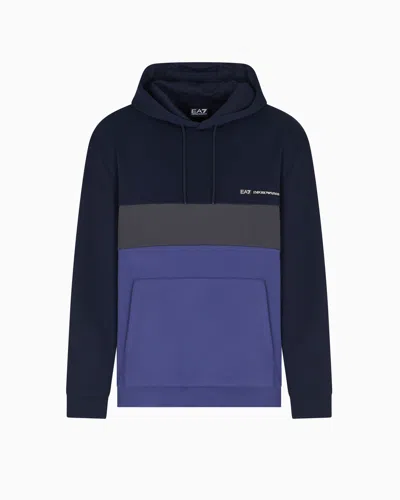 EA7 ATHLETIC COLOUR BLOCK HOODED SWEATSHIRT IN NYLON AND VISCOSE BLEND