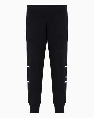 Ea7 Athletic Colour Block Joggers In An Organic Cotton Blend In Black