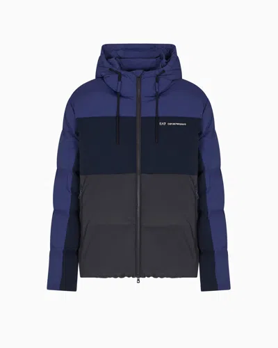 Ea7 Athletic Colour Block Nylon Jacket In Blue