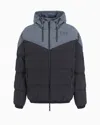 Ea7 Athletic Colour Block Padded Bomber With Hood In Black