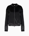 Ea7 Athletic Velour Hooded Sweatshirt In Stretch Technical Fabric In Black