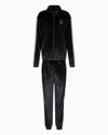 Ea7 Athletic Velour Technical-fabric Tracksuit In Black