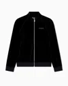 Ea7 Athletic Velour Zip-up Sweatshirt In Stretch Chenille