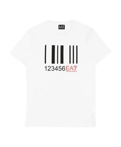 Ea7 Bar Code Printed T-shirt In White