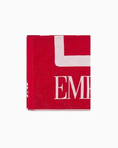 Ea7 Beach Towel In Absorbent Terry Cotton In Red