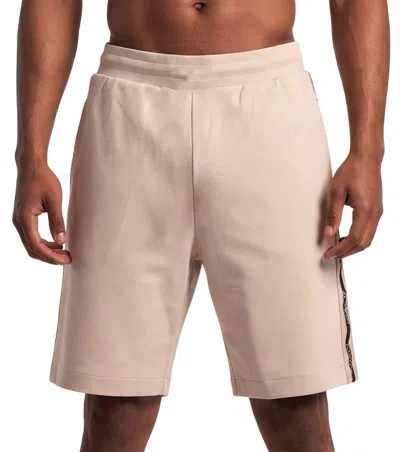 Ea7 Beige Logo Shorts In Brown