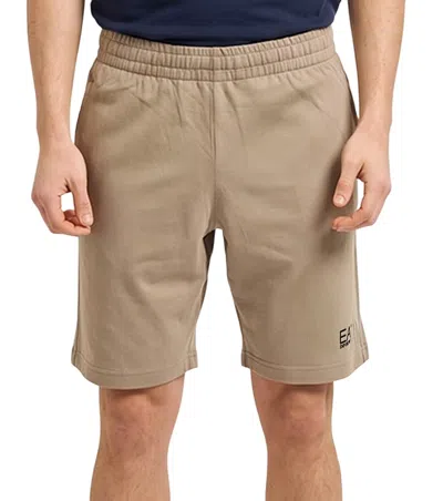 Ea7 Beige Logo Shorts In Multi