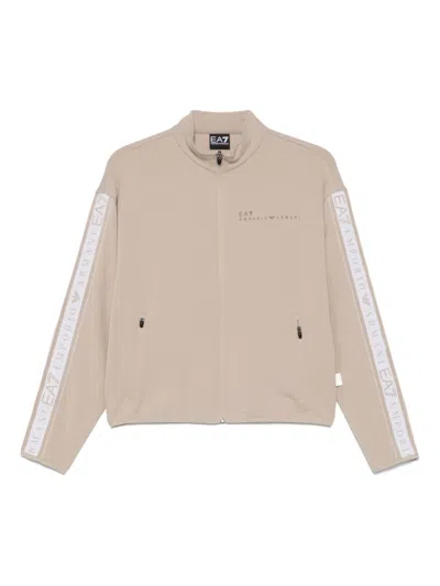 EA7 BEIGE LOGO TRIM SWEATSHIRT
