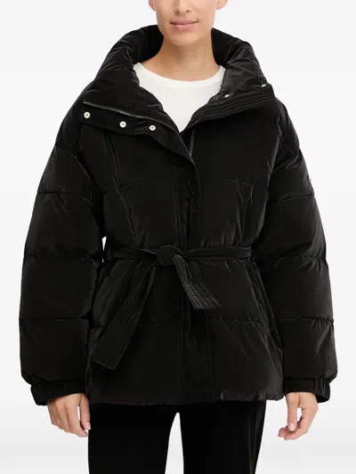 Ea7 Belted Padded Jacket In Black