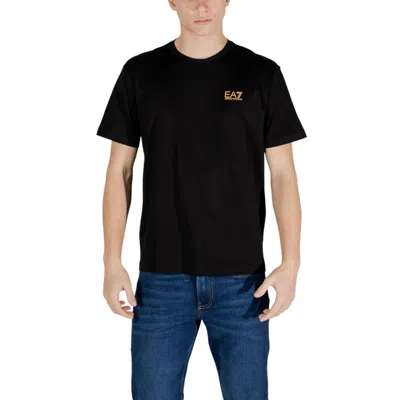 Ea7 Bicolor Cotton T-shirt In Black
